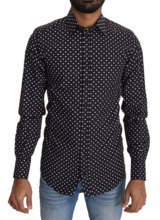 Dolce & Gabbana Elegant Polka Dot Men's Long Sleeve Shirt IT37 / XS