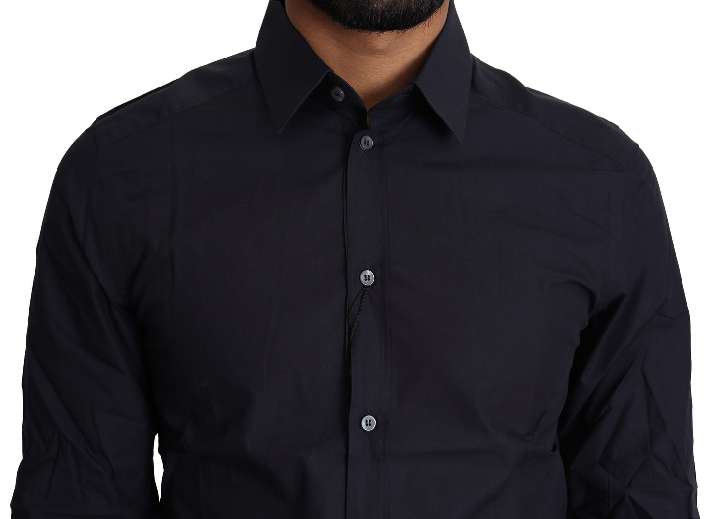 Dolce & Gabbana Navy Blue Slim Fit Gold Series Dress Shirt IT37 / XS