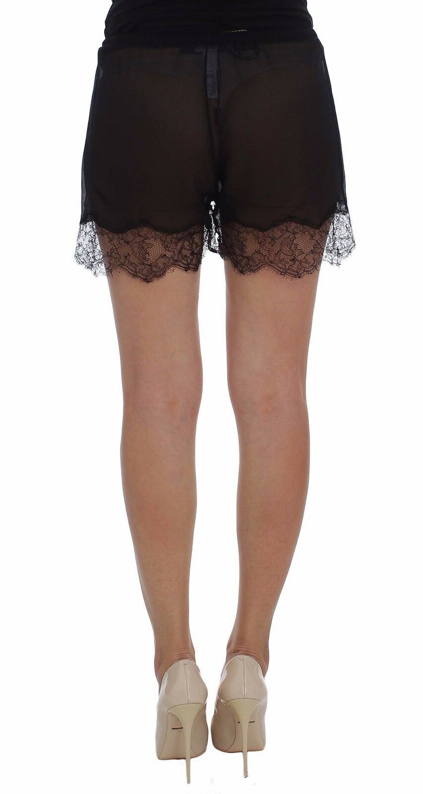 Dolce & Gabbana Elegant Black Floral Lace Silk Shorts IT2 / S