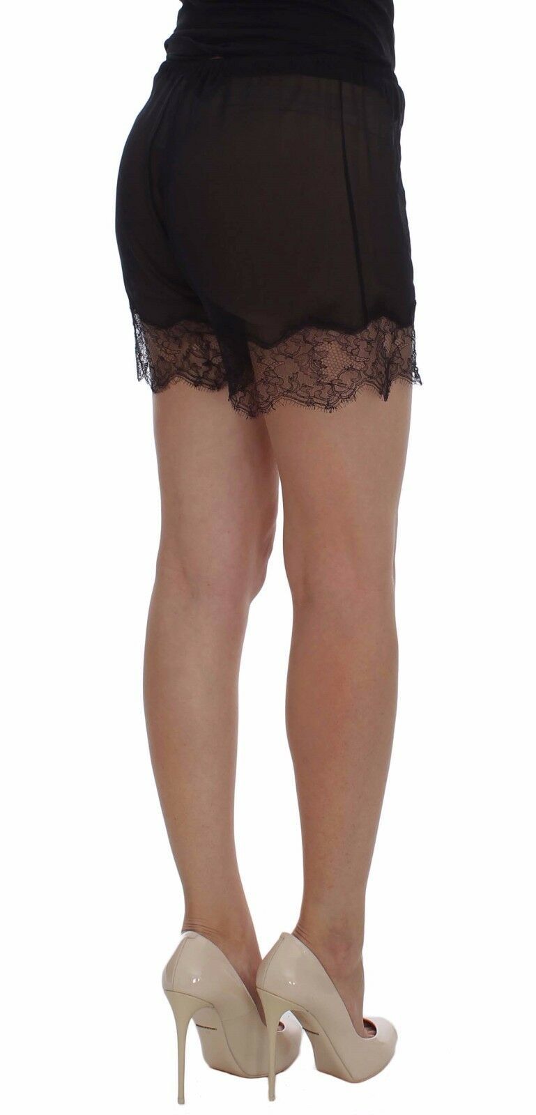 Dolce & Gabbana Elegant Black Floral Lace Silk Shorts IT2 / S