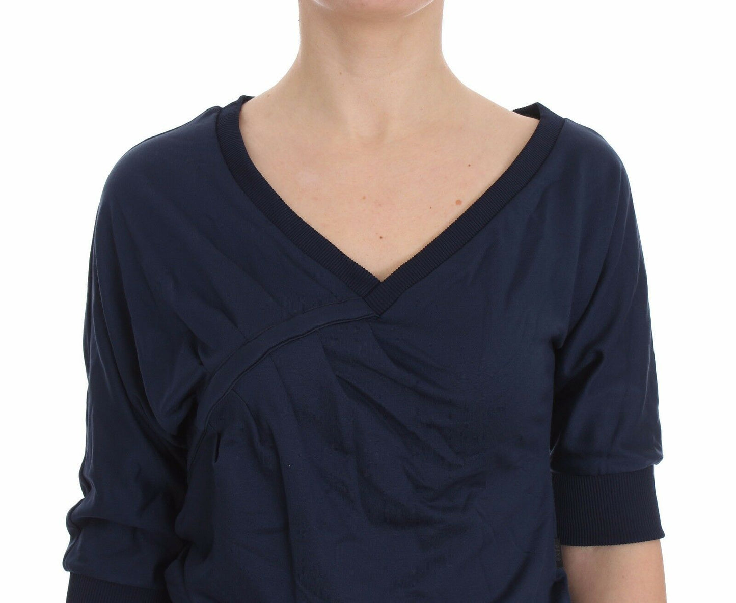 Exte Elegant Deep V-Neck Sweater in Blue IT40 | S