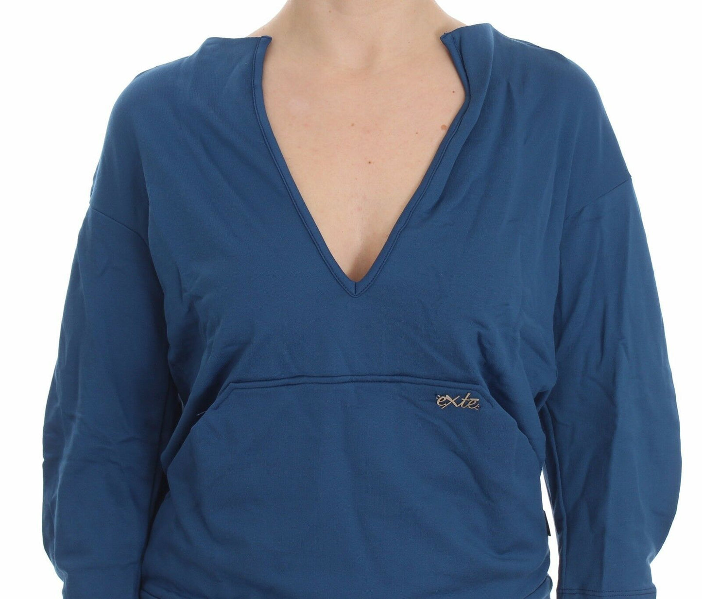 Exte Elegant Deep V-Neck Sweater in Blue IT40 | S