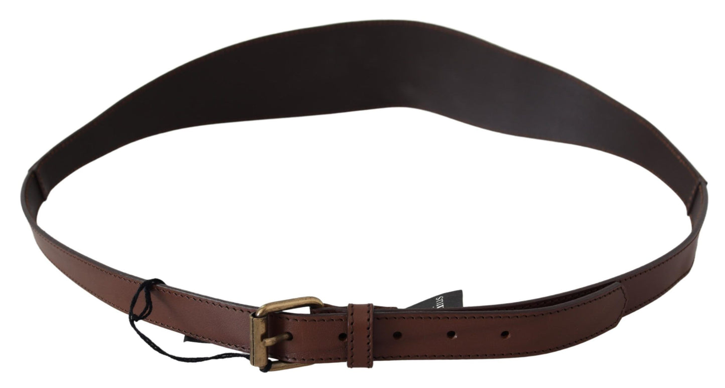 PLEIN SUD Chic Dark Brown Leather Fashion Belt 130 CM / 50 Inches