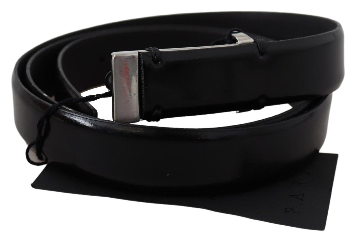 PLEIN SUD Elegant Black Leather Waist Belt 95 cm / 38 Inches