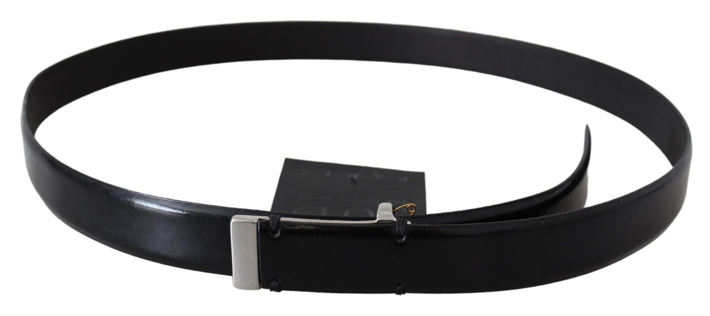 PLEIN SUD Elegant Black Leather Waist Belt 95 cm / 38 Inches