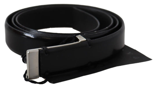 PLEIN SUD Elegant Black Leather Waist Belt 95 cm / 38 Inches