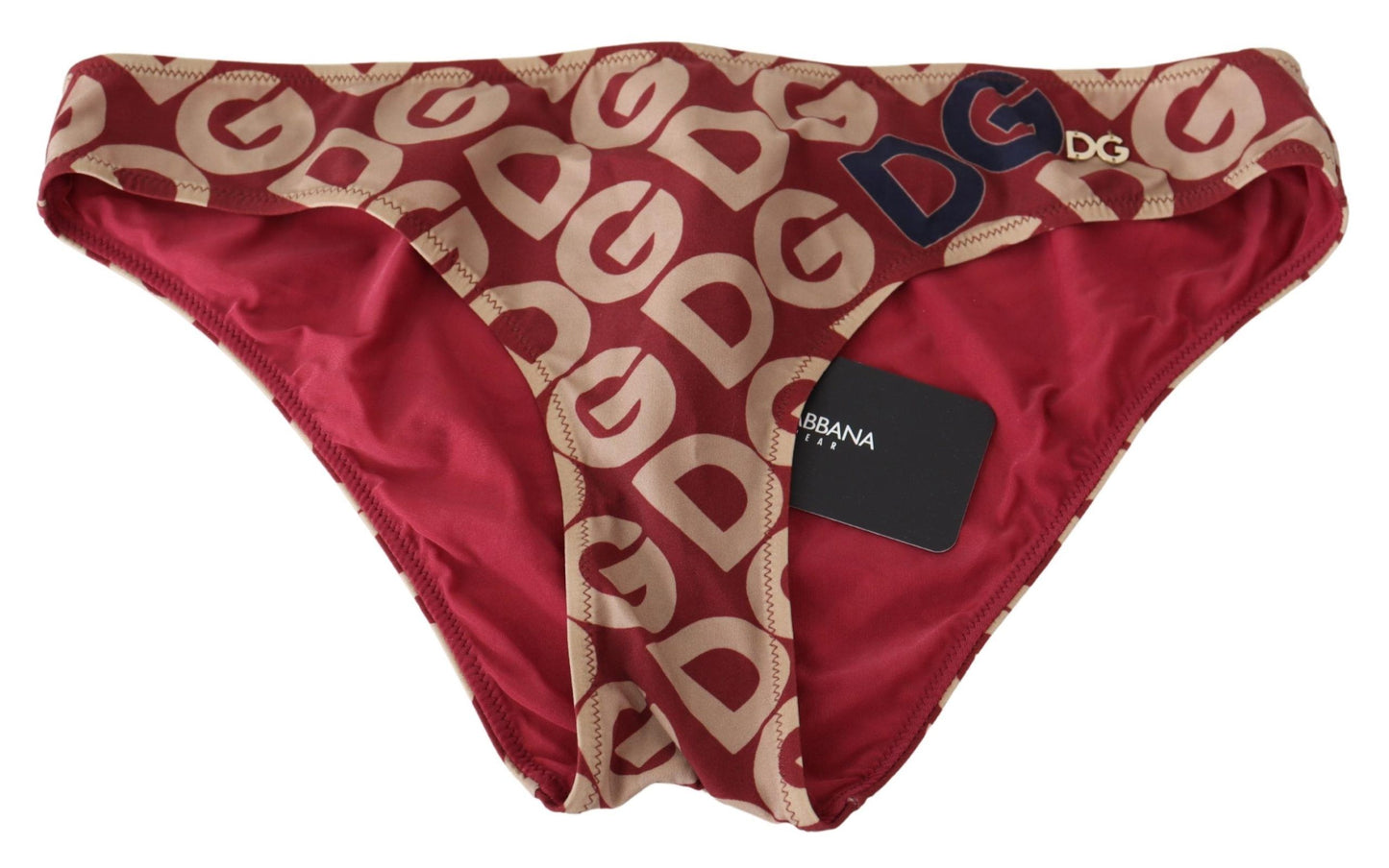 Dolce & Gabbana Chic Maroon Beige Logo Print Bikini Bottom IT2 / S