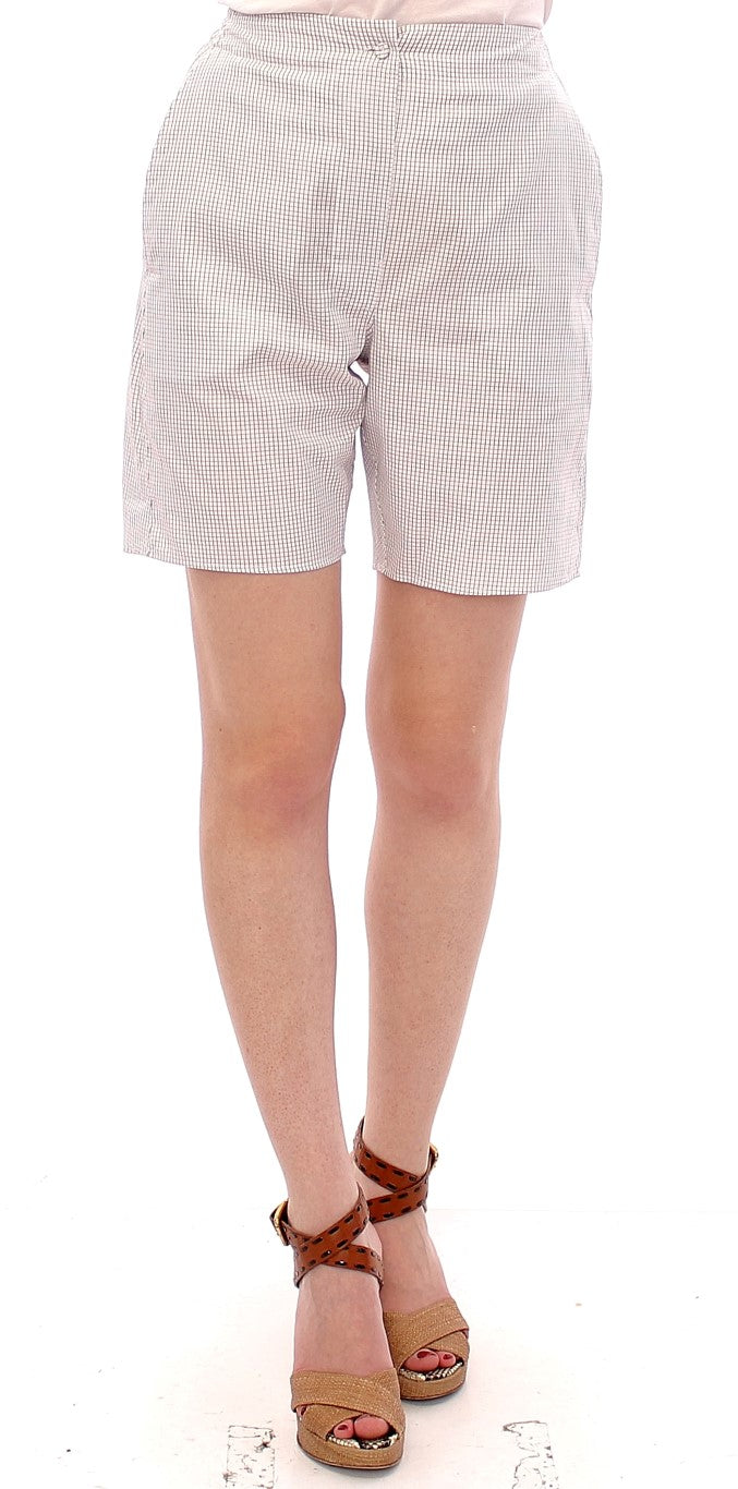 Andrea Incontri Chic White Checkered Cotton Shorts IT40 | S