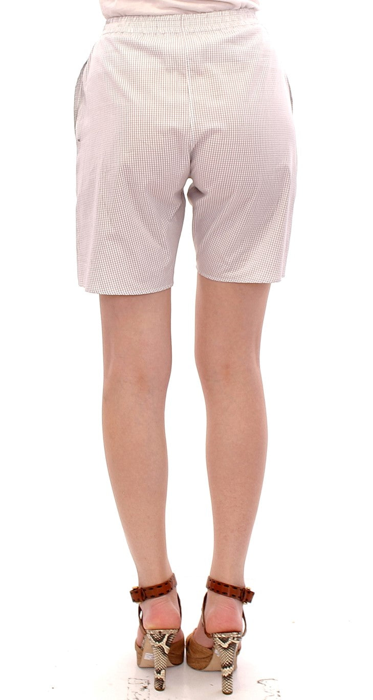 Andrea Incontri Chic White Checkered Cotton Shorts IT40 | S