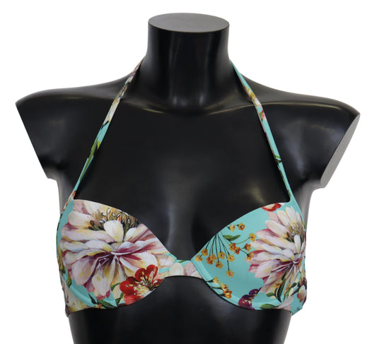 Dolce & Gabbana Chic Mint Green Floral Bikini Top IT1 / XS