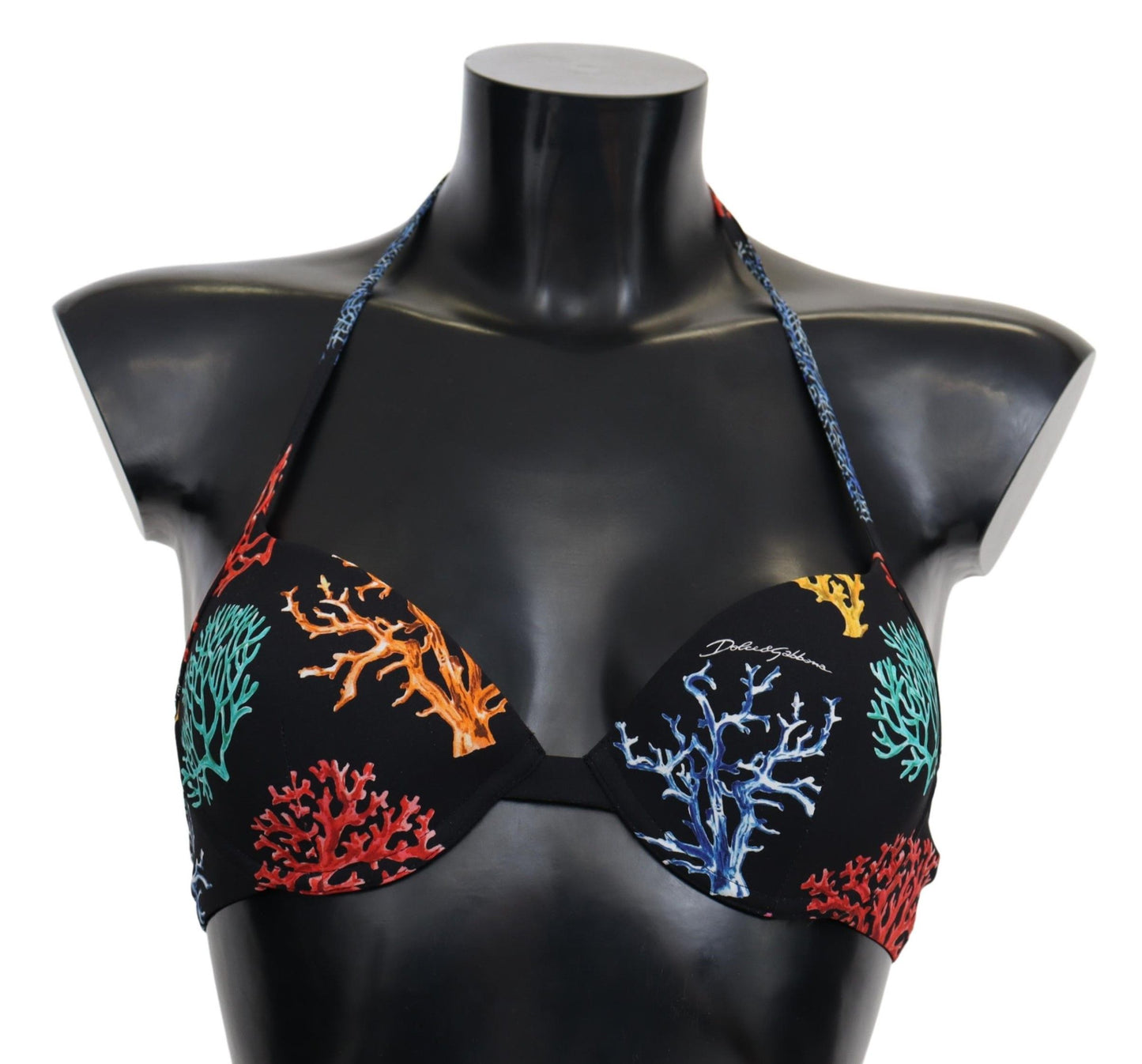 Dolce & Gabbana Chic Black Coral Print Bikini Top IT1 / XS