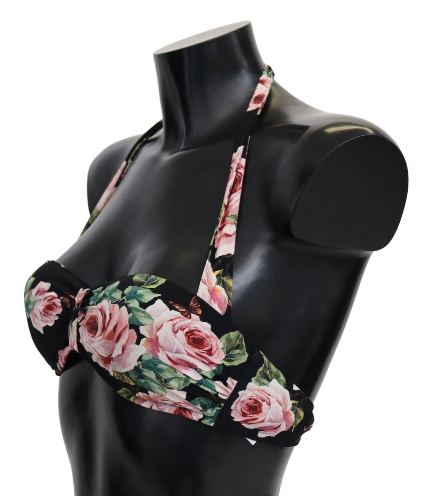 Dolce & Gabbana Elegant Black Floral Bikini Top IT1 / XS