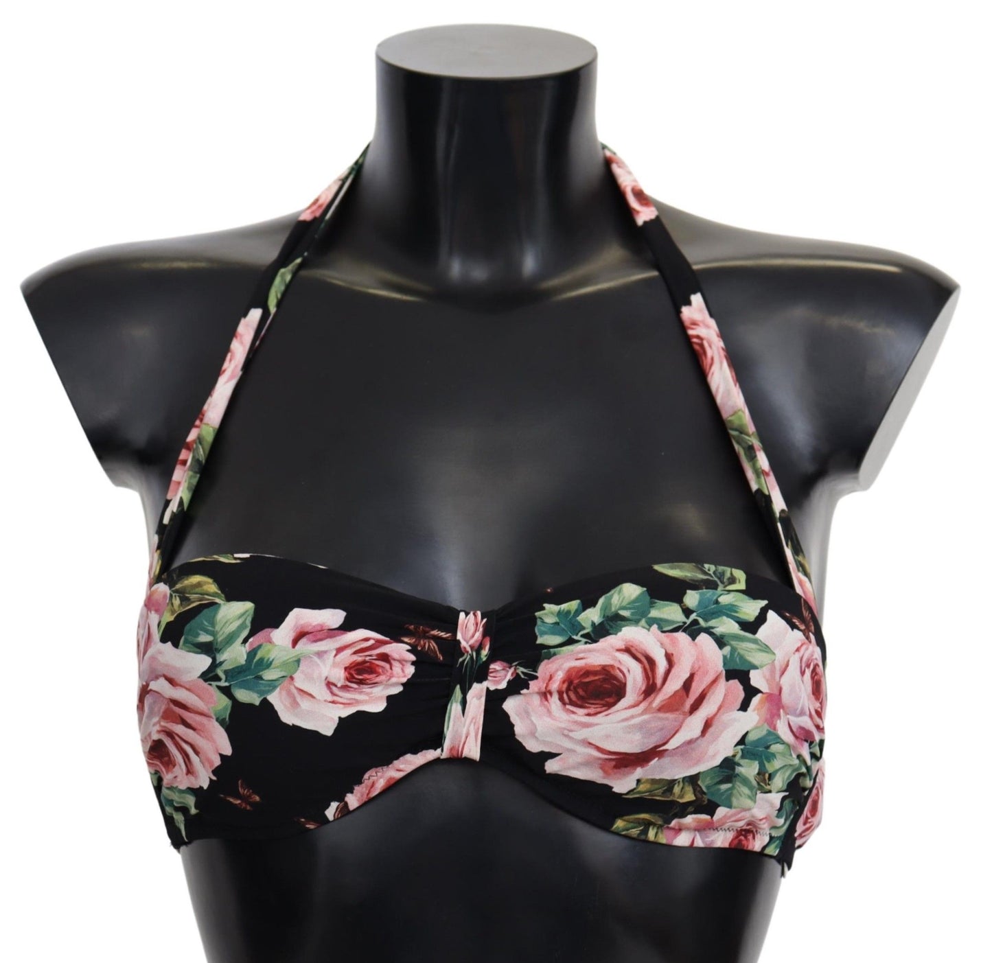 Dolce & Gabbana Elegant Black Floral Bikini Top IT1 / XS