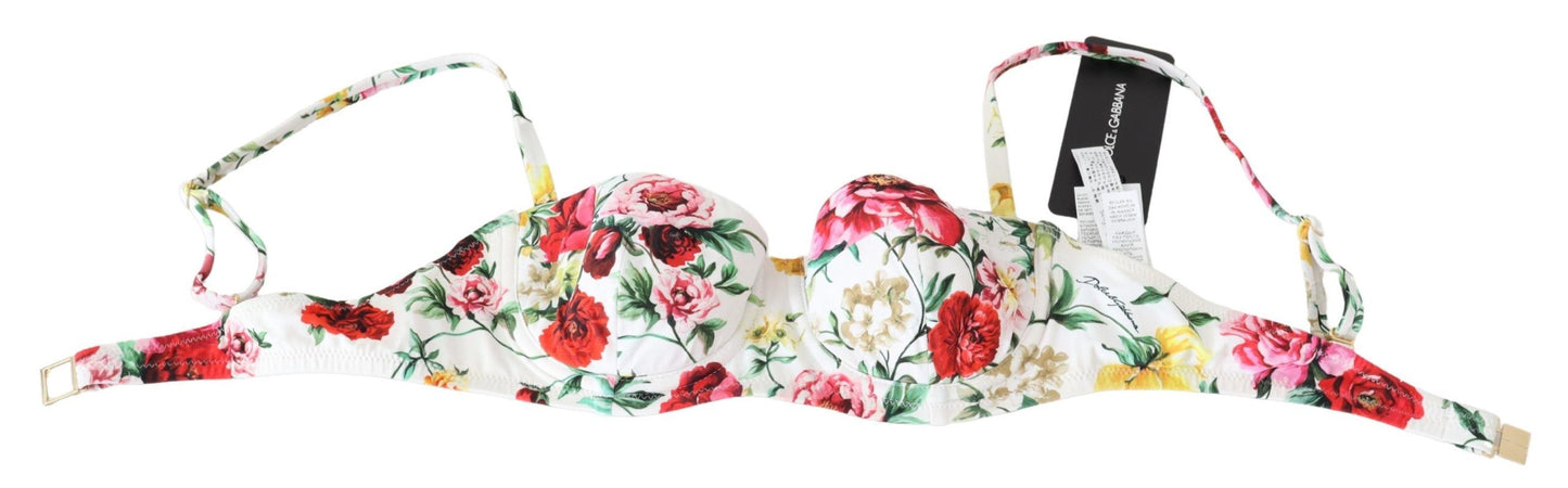 Dolce & Gabbana Elegant Floral Bikini Top – Summer Chic IT1 / XS