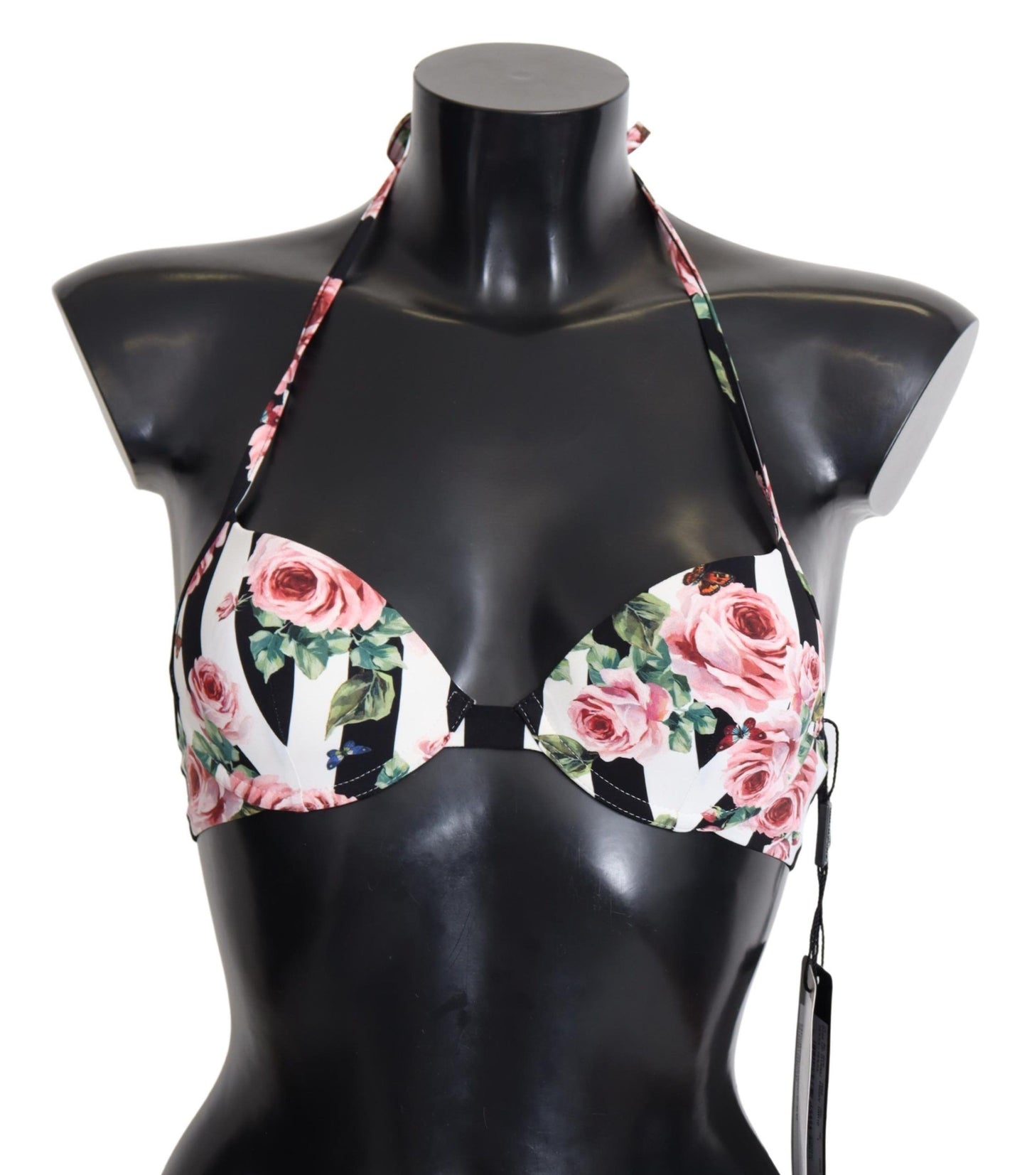 Dolce & Gabbana Chic Rose Print Bikini Top for Elegant Beach Days IT1 / XS