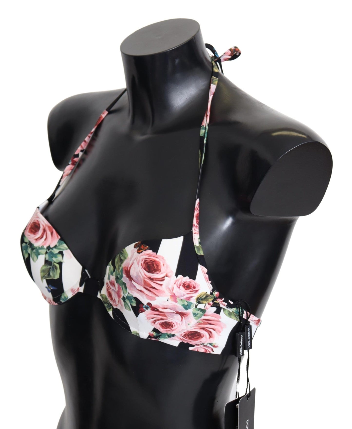 Dolce & Gabbana Chic Rose Print Bikini Top for Elegant Beach Days IT1 / XS