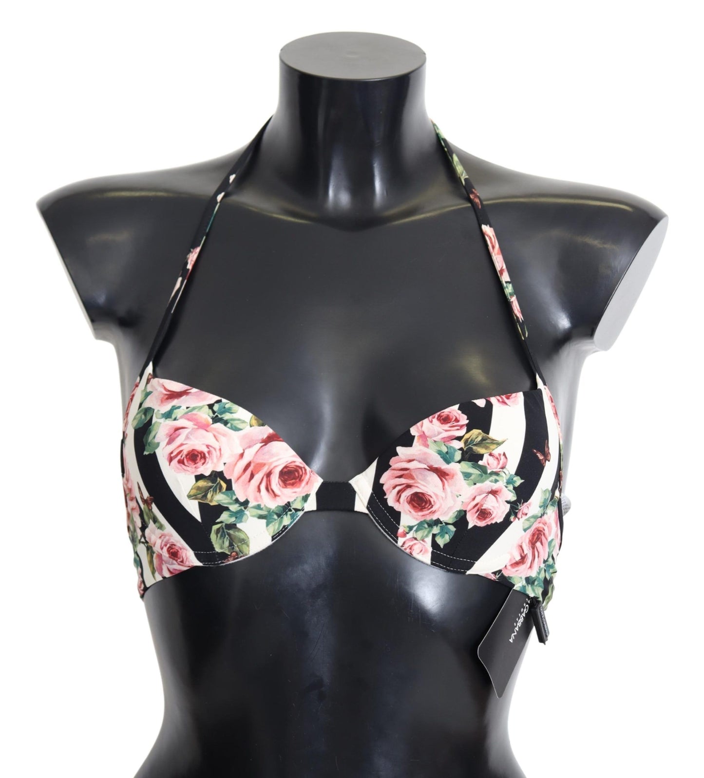 Dolce & Gabbana Elegant Rose Print Bikini Top IT1 / XS