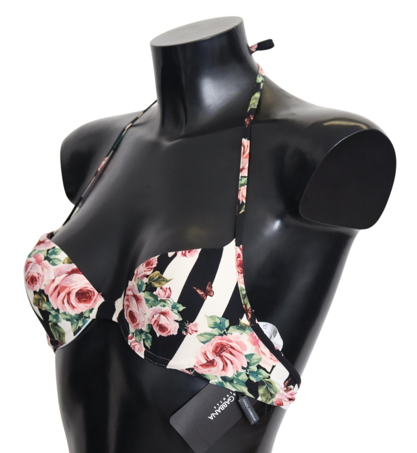 Dolce & Gabbana Elegant Rose Print Bikini Top IT1 / XS