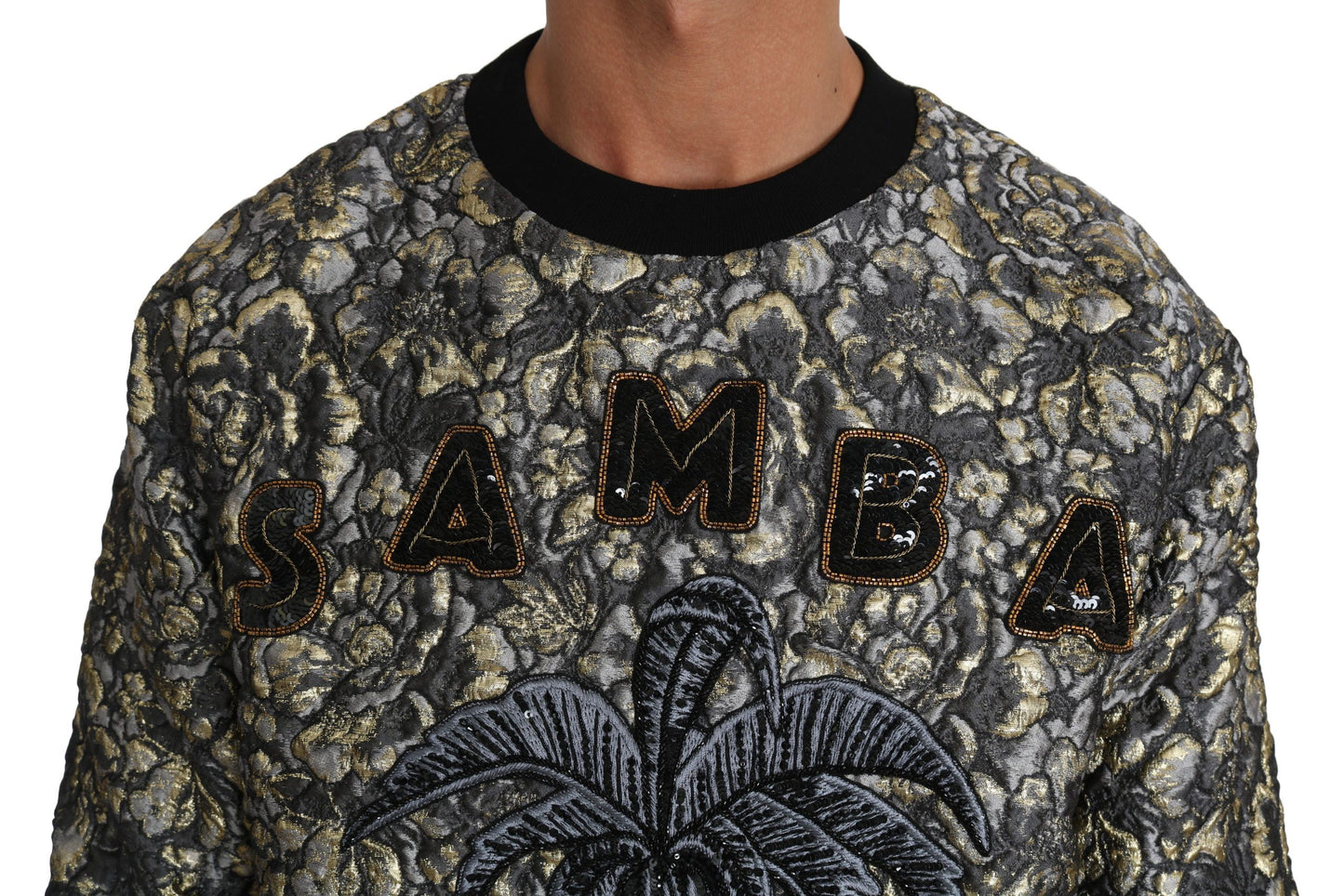 Dolce & Gabbana Samba Jacquard Palm Crewneck Sweater IT46 / S