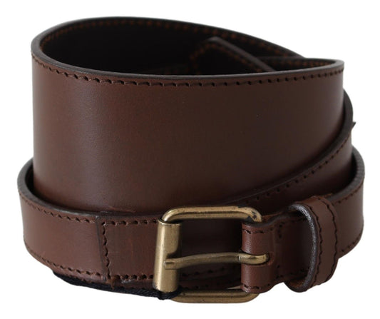 PLEIN SUD Elegant Rustic Gold-Tone Leather Belt 100 CM / 40 Inches