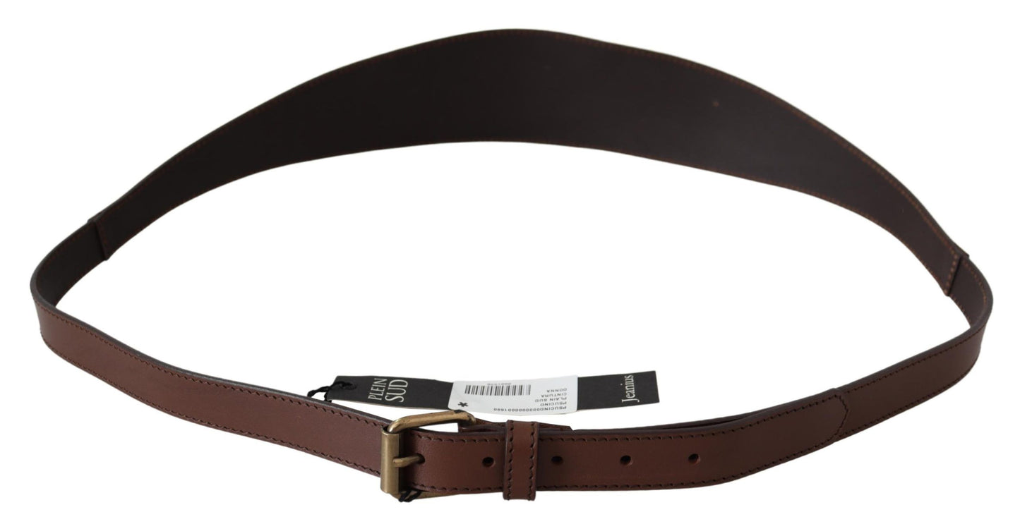 PLEIN SUD Elegant Rustic Gold-Tone Leather Belt 100 CM / 40 Inches