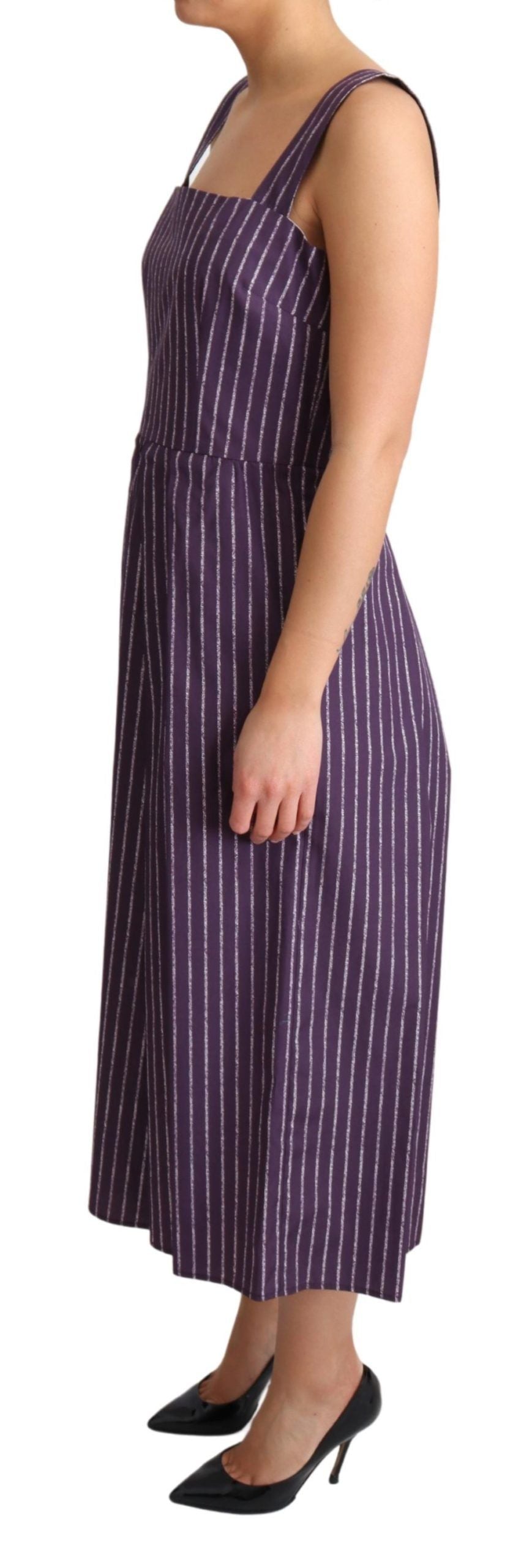 Dolce & Gabbana Elegant Sleeveless A-Line Purple Stripe Dress IT42 / M