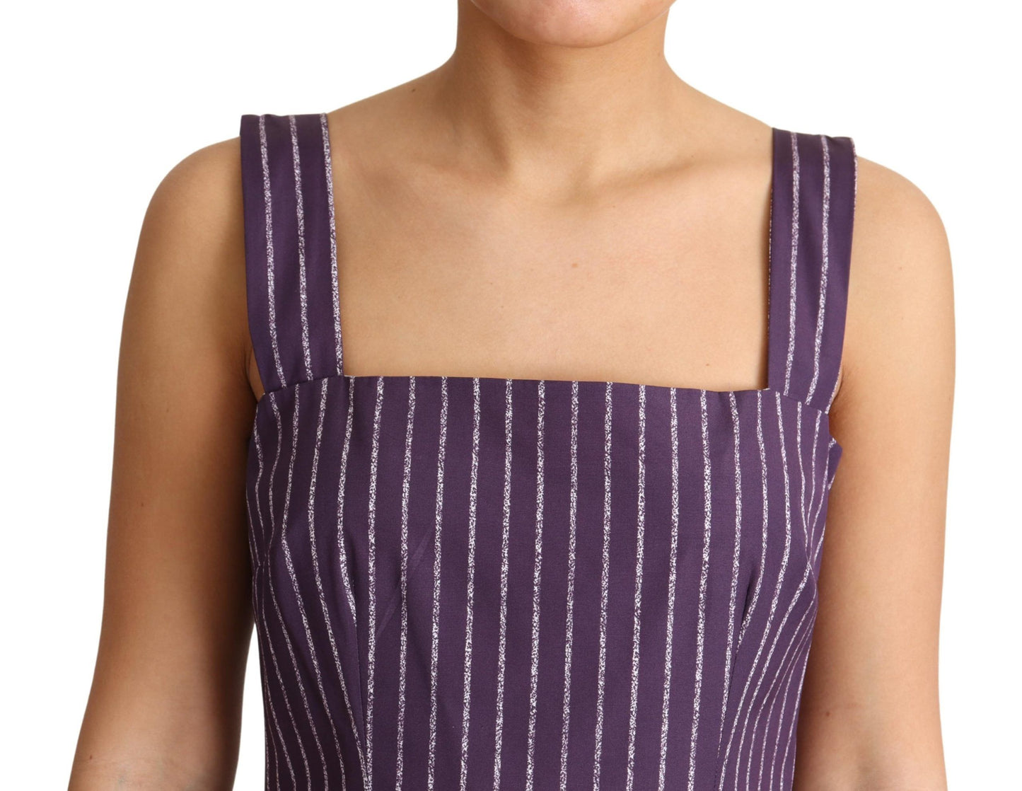 Dolce & Gabbana Elegant Sleeveless A-Line Purple Stripe Dress IT42 / M