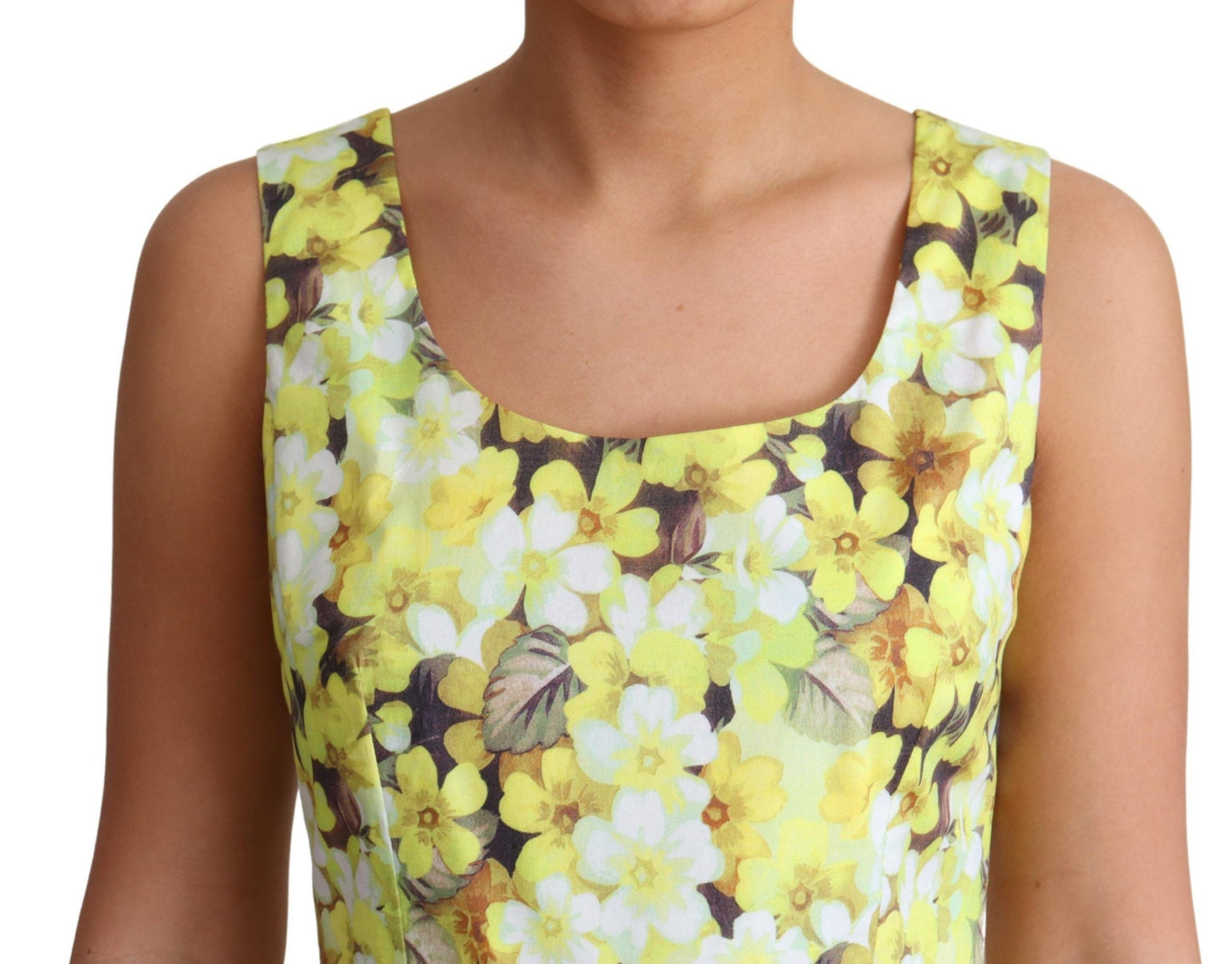 Dolce & Gabbana Elegant Yellow Floral A-Line Sleeveless Dress IT38 | XS