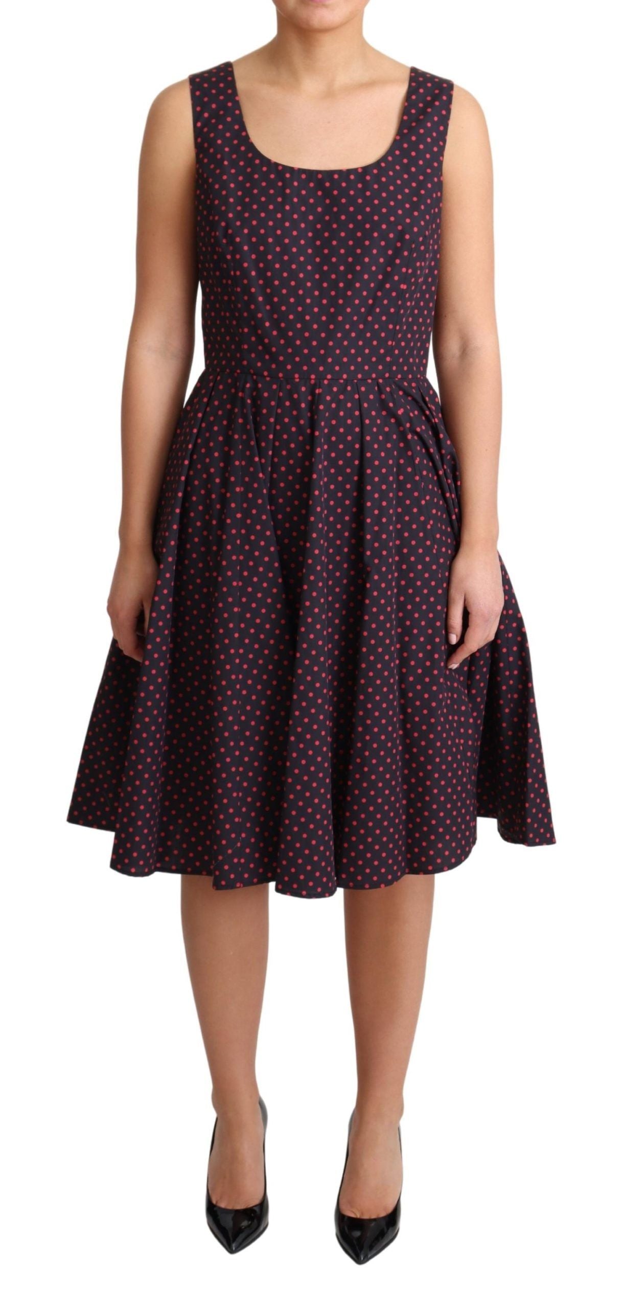 Dolce & Gabbana Chic Polka Dotted A-Line Sleeveless Dress IT42 / M