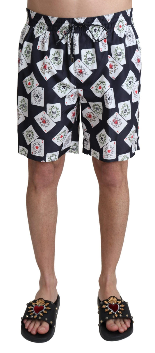 Dolce & Gabbana Multicolor Card Deck Printed Swim Trunks IT4 / S