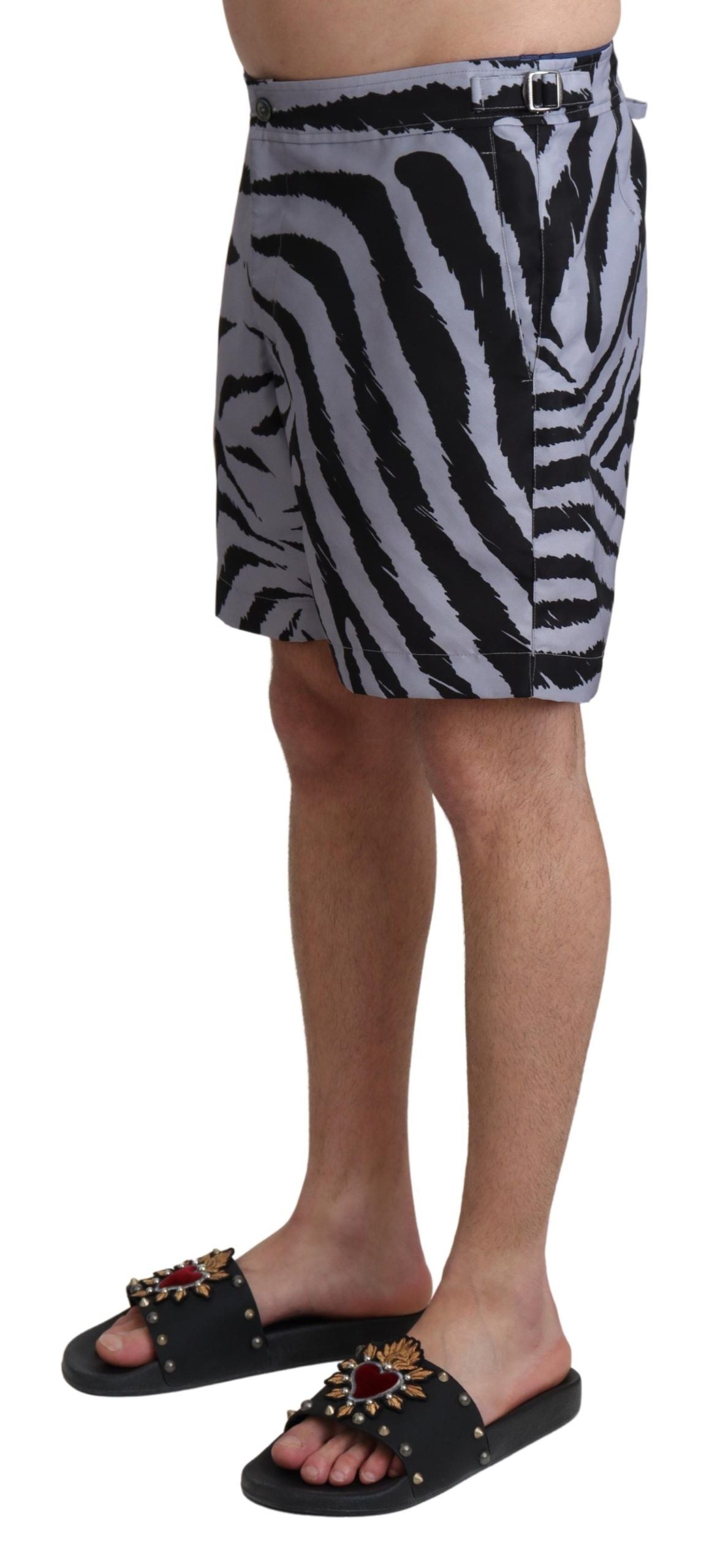 Dolce & Gabbana Elegant Gray Zebra Print Swim Trunks IT4 / S