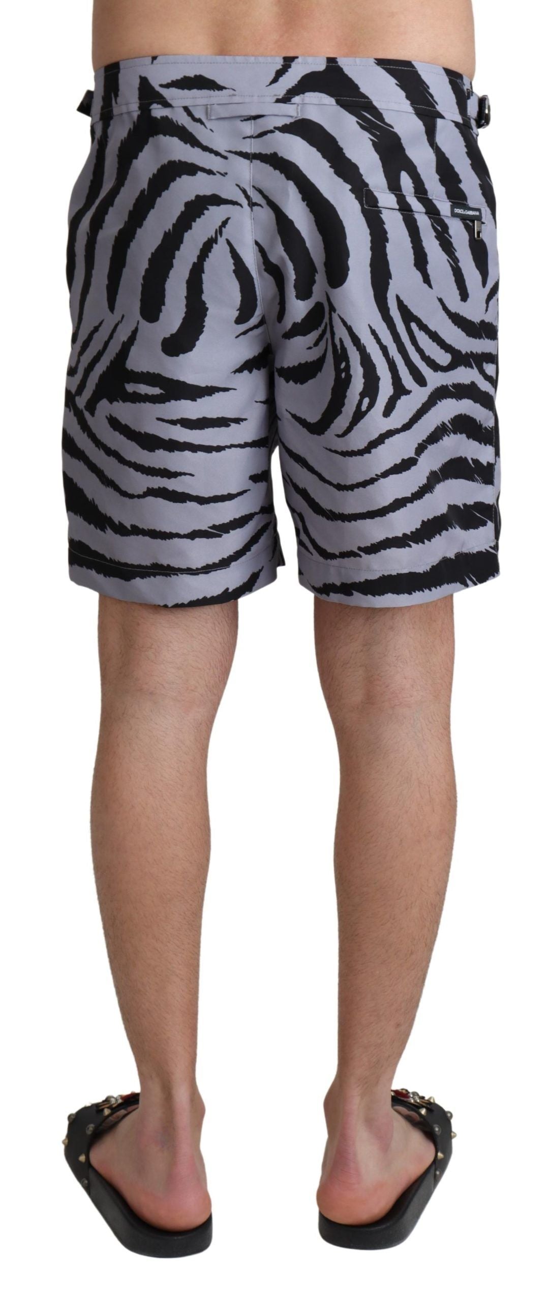 Dolce & Gabbana Elegant Gray Zebra Print Swim Trunks IT4 / S