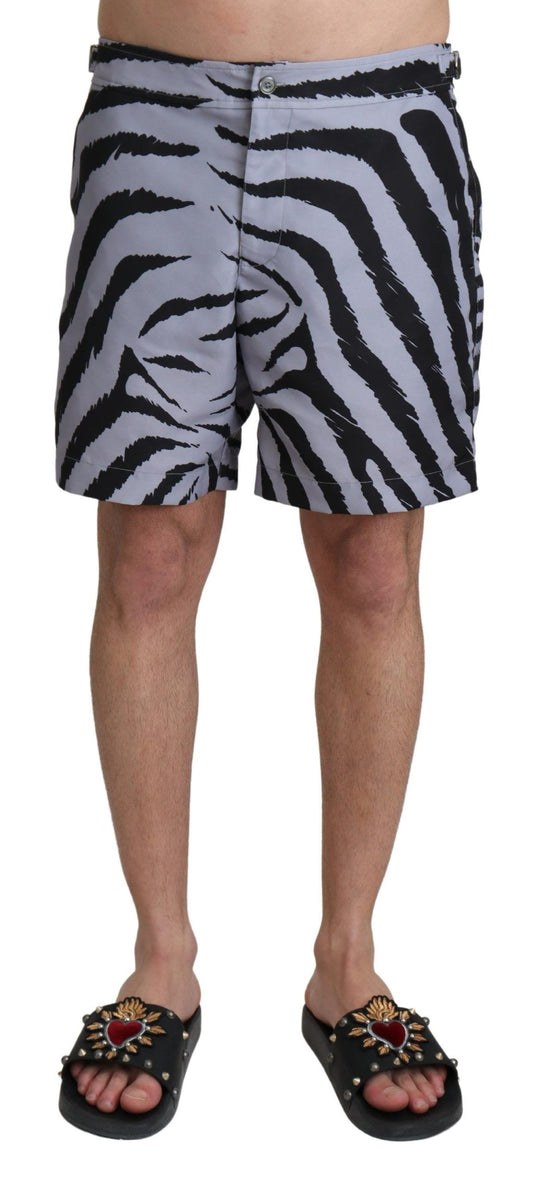 Dolce & Gabbana Elegant Gray Zebra Print Swim Trunks IT4 / S