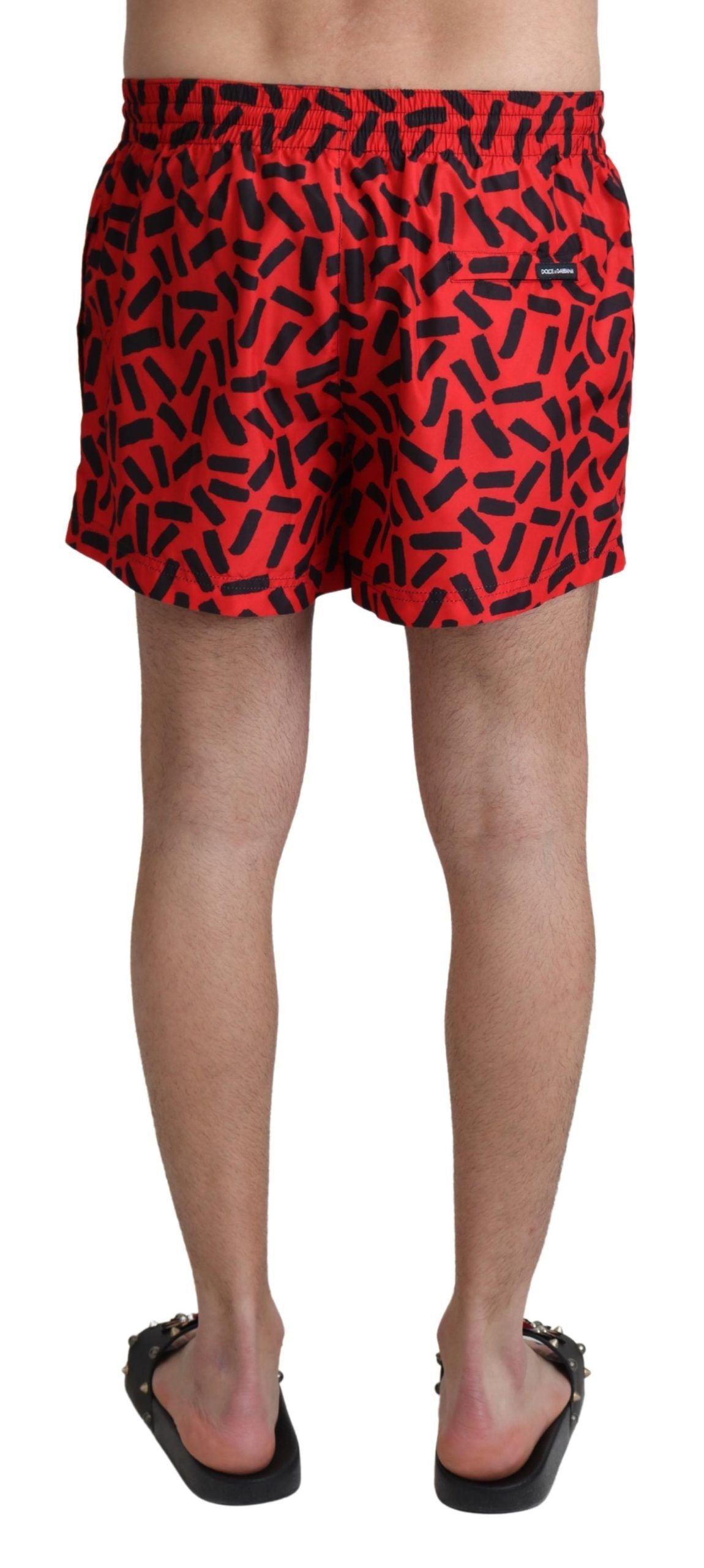 Dolce & Gabbana Radiant Red Drawstring Swim Trunks IT4 / S