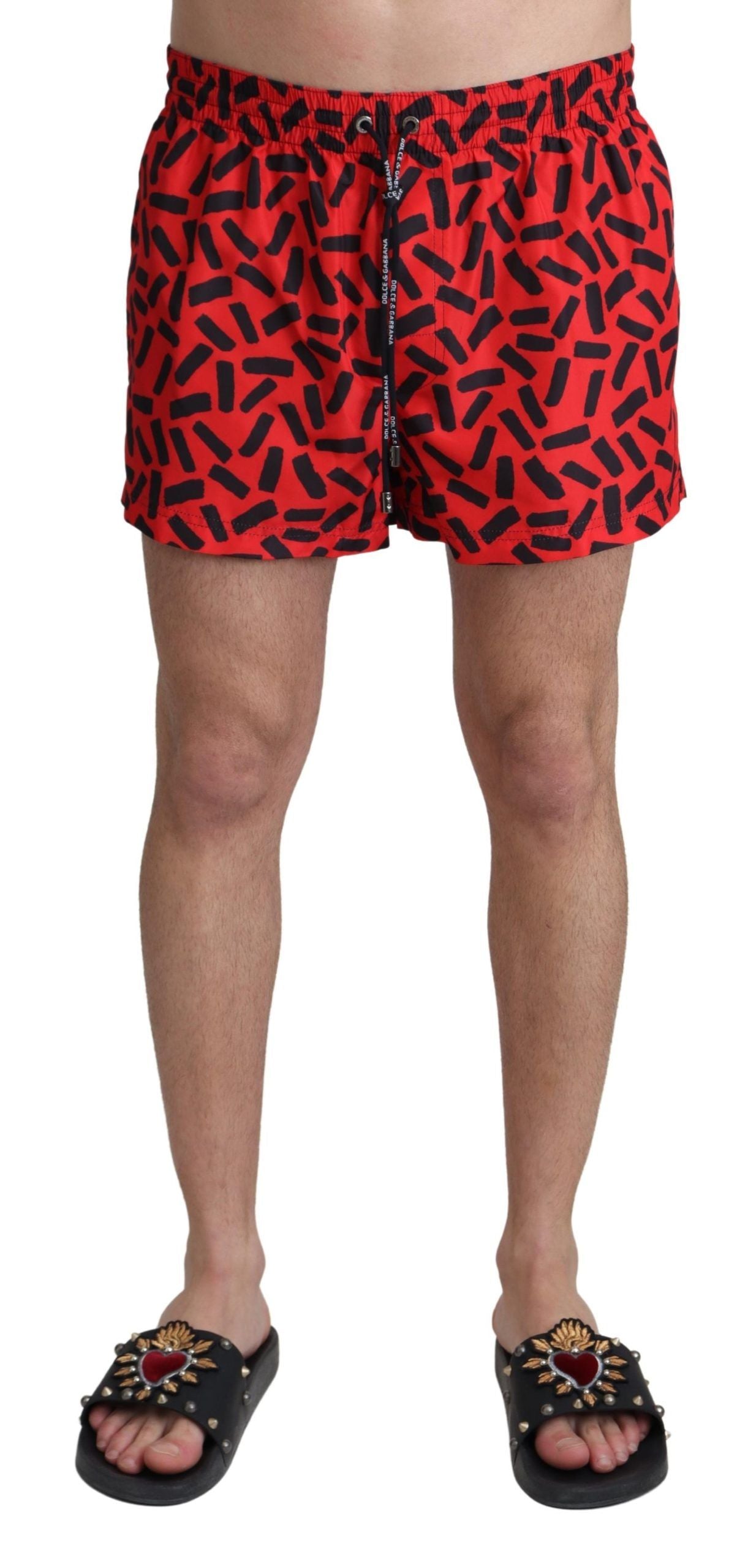 Dolce & Gabbana Radiant Red Drawstring Swim Trunks IT4 / S