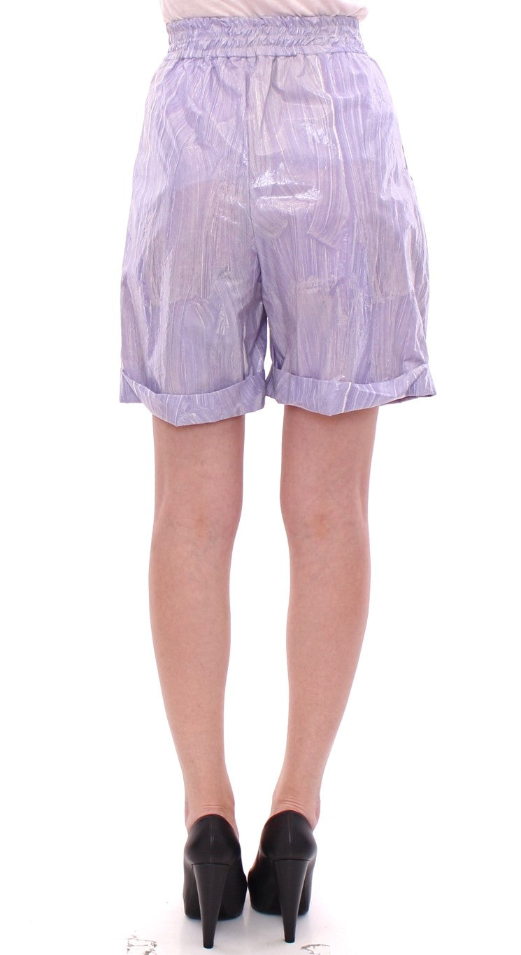 Licia Florio Elegant Purple Viscose Shorts - Side Zip Closure IT42 | M