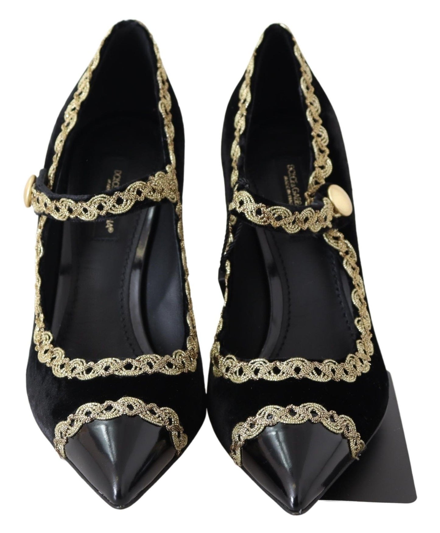 Dolce & Gabbana Elegant Velvet Patent Embroidered Pumps EU35 / US4.5