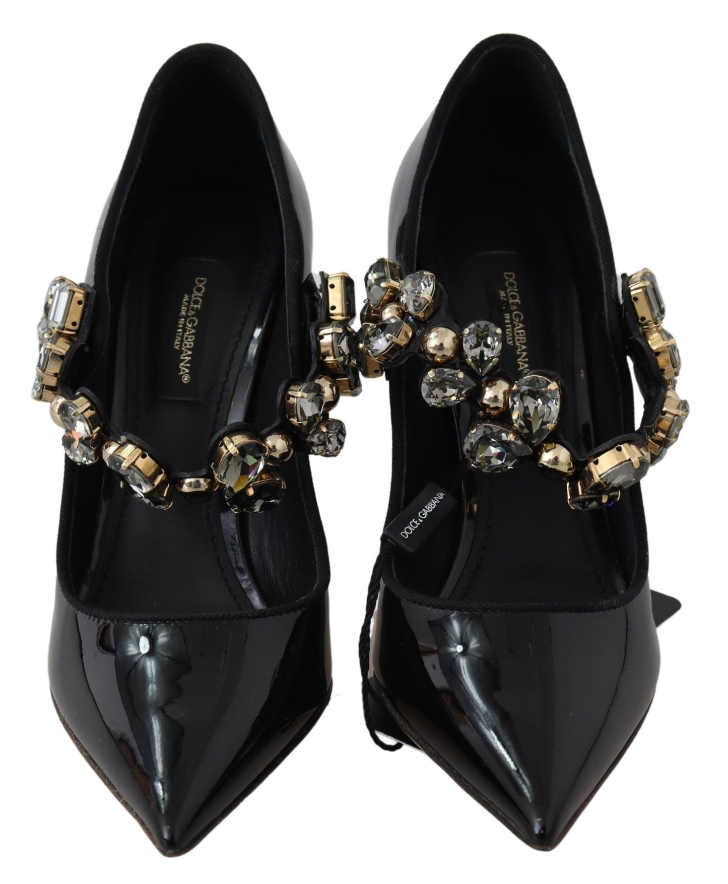 Dolce & Gabbana Elegant Black Leather Crystal Pumps EU35 / US4.5