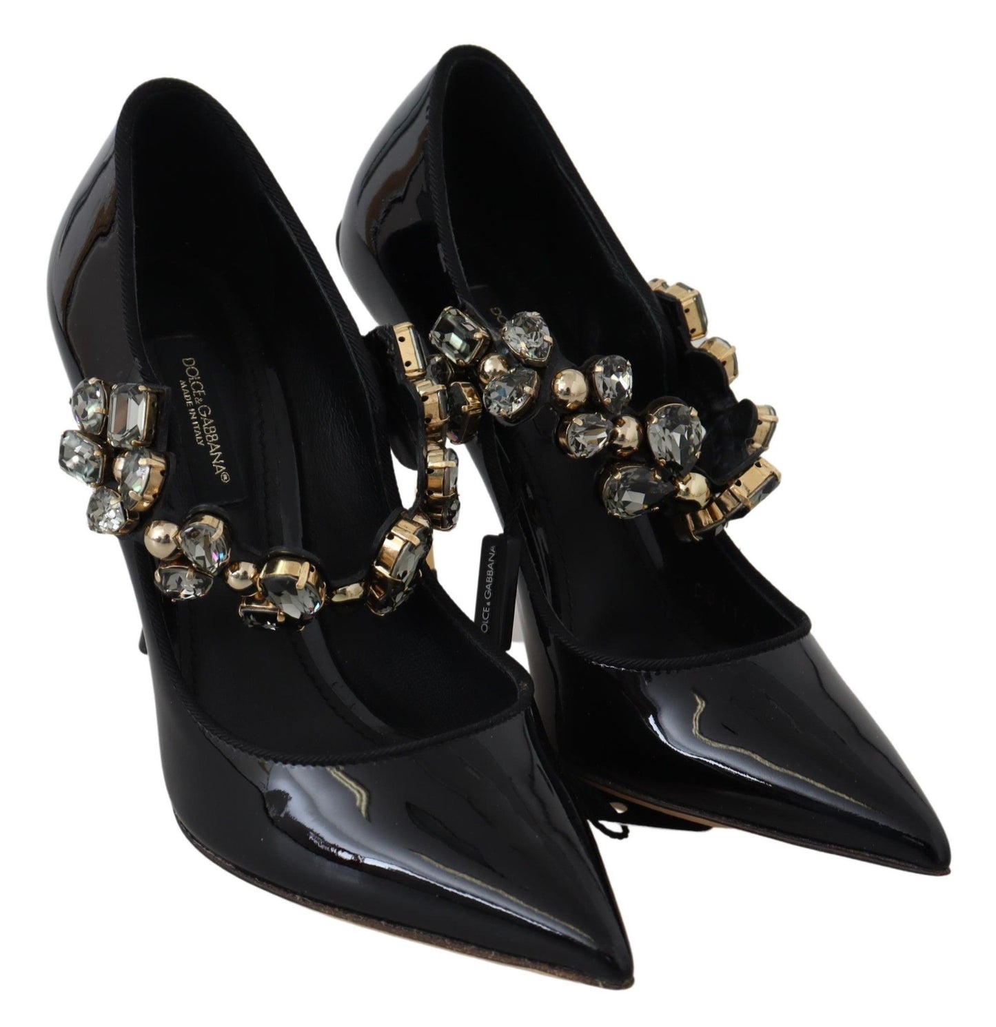 Dolce & Gabbana Elegant Black Leather Crystal Pumps EU35 / US4.5