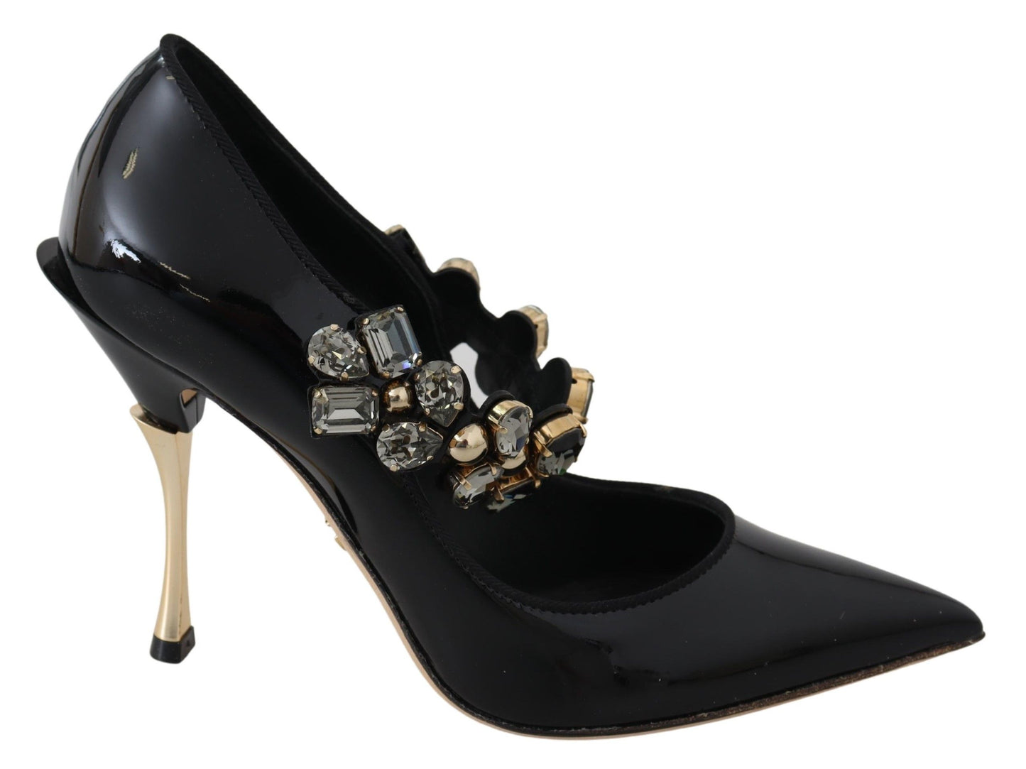 Dolce & Gabbana Elegant Black Leather Crystal Pumps EU35 / US4.5