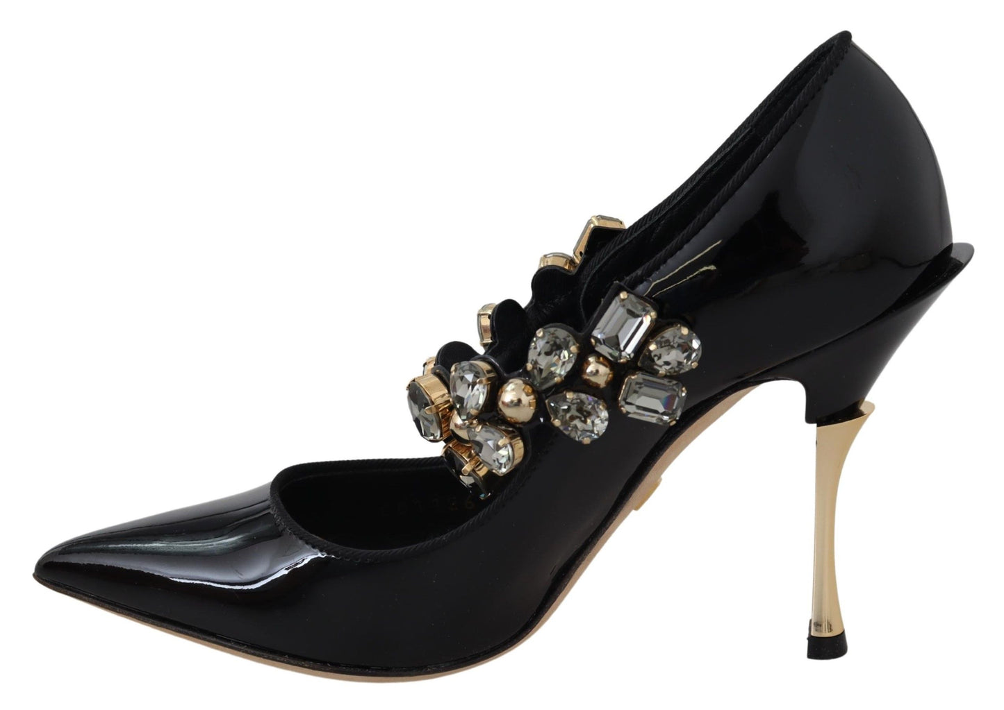 Dolce & Gabbana Elegant Black Leather Crystal Pumps EU35 / US4.5