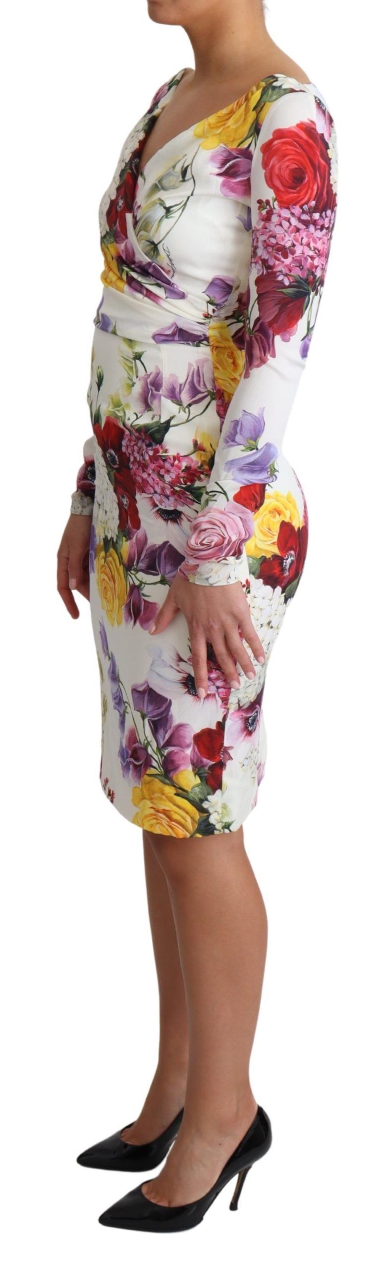 Dolce & Gabbana Elegant Floral Sheath Silk Dress IT36 / XS