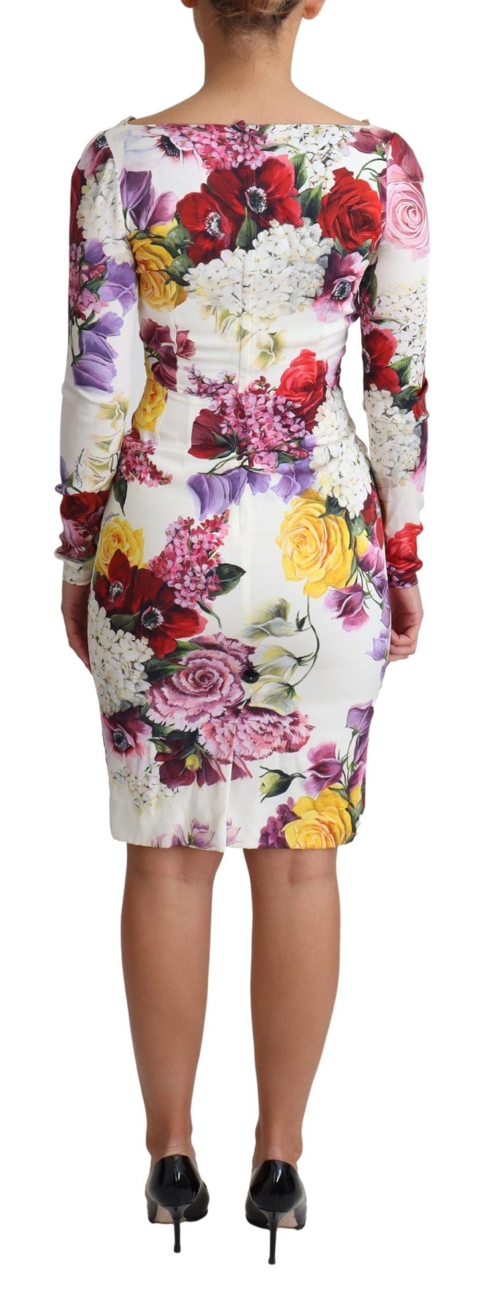 Dolce & Gabbana Elegant Floral Sheath Silk Dress IT36 / XS