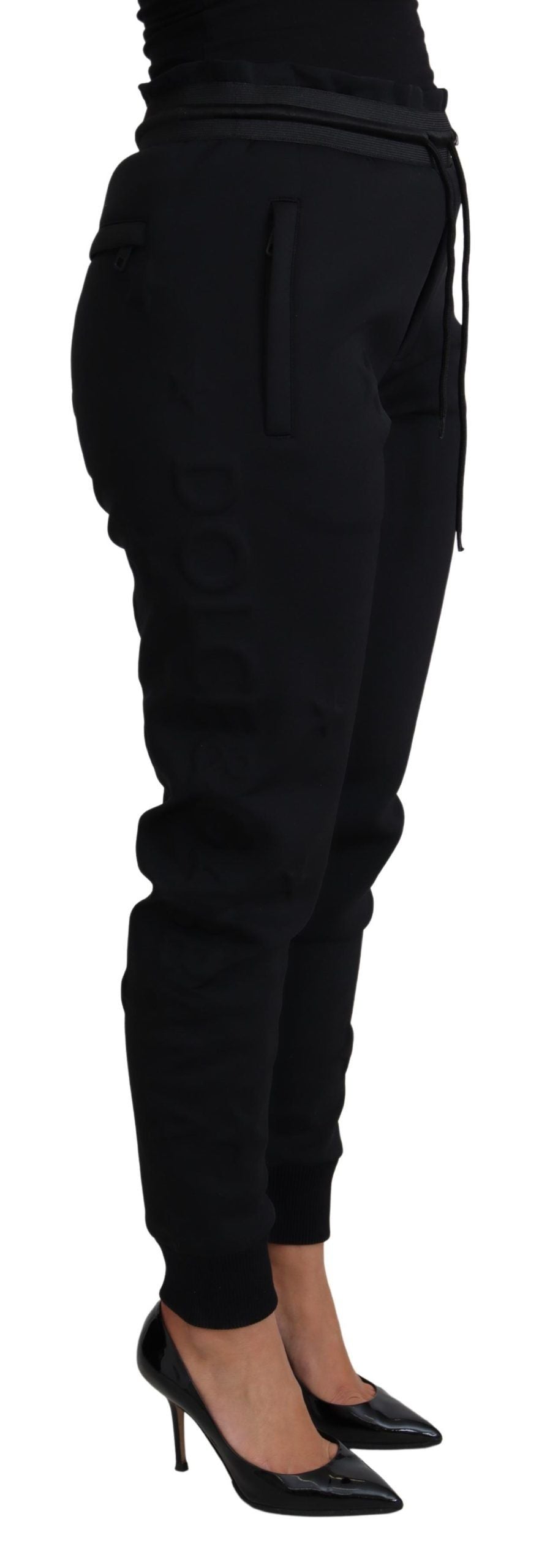 Dolce & Gabbana Elegant Black Jogger Trousers with Iconic Logo IT40 | S