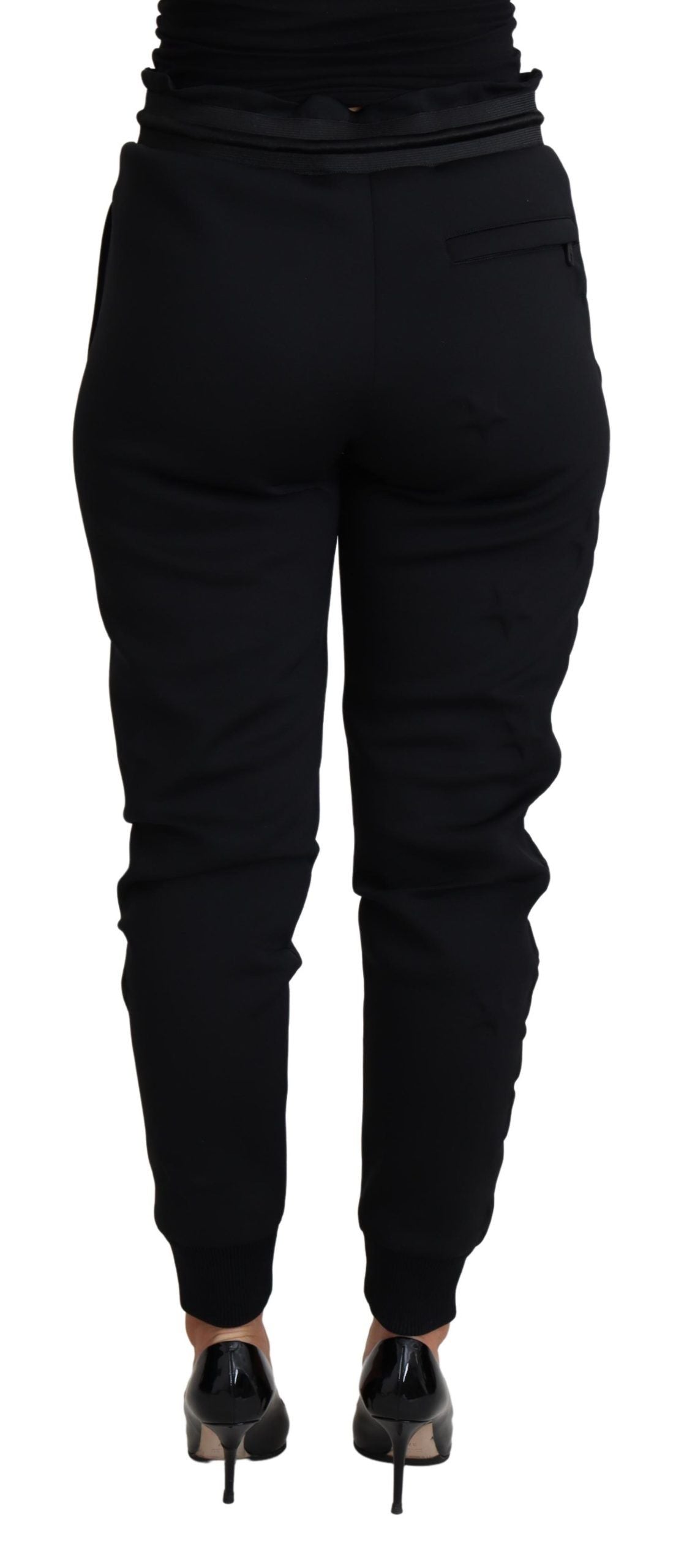 Dolce & Gabbana Elegant Black Jogger Trousers with Iconic Logo IT40 | S