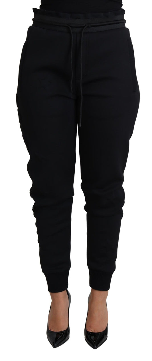 Dolce & Gabbana Elegant Black Jogger Trousers with Iconic Logo IT40 | S