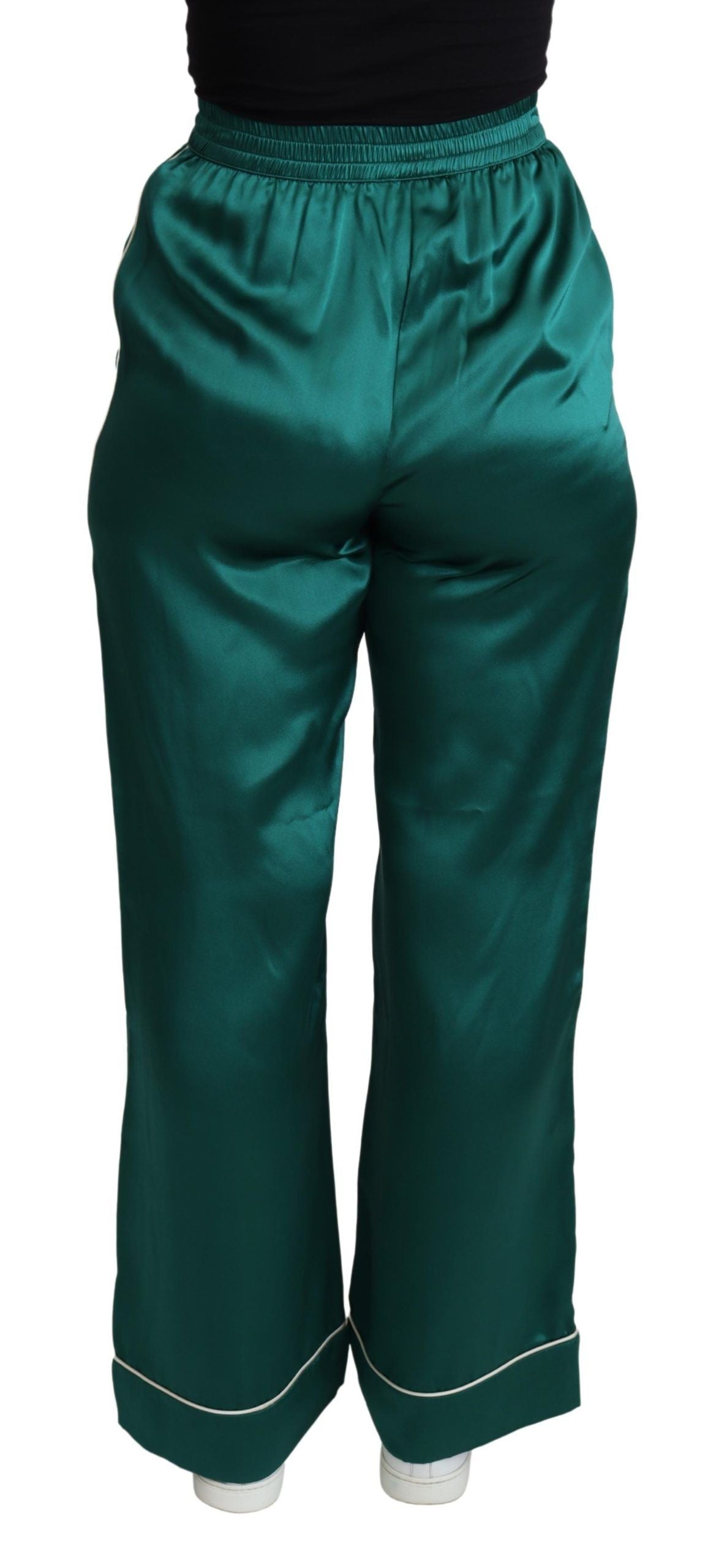 Dolce & Gabbana Exquisite Silk Pajama Trousers in Lush Green IT36 / XS