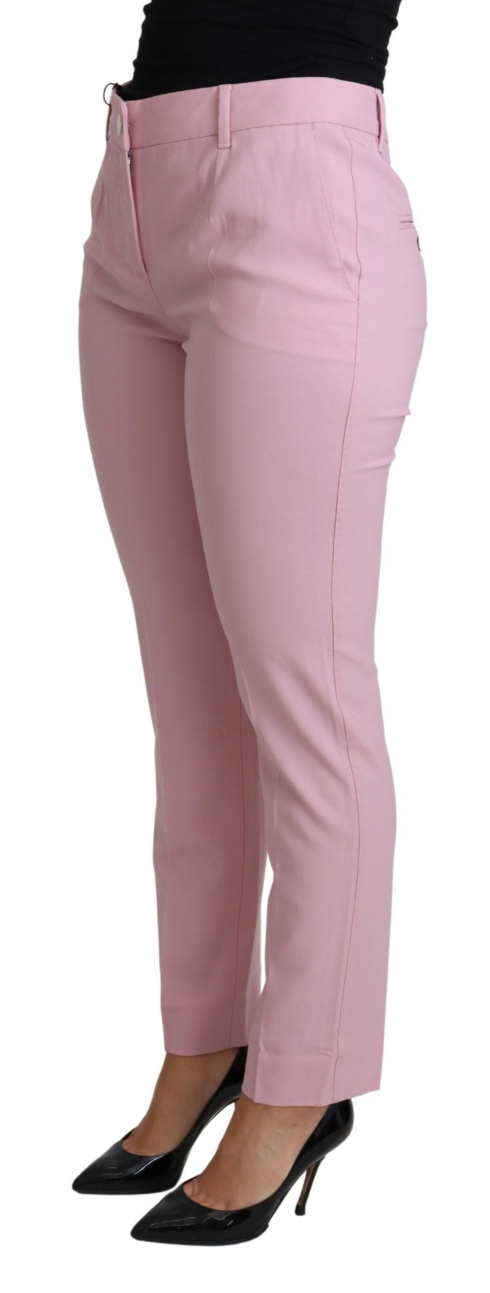 Dolce & Gabbana Elegant Pink High-Waisted Wool Trousers IT36 / XS