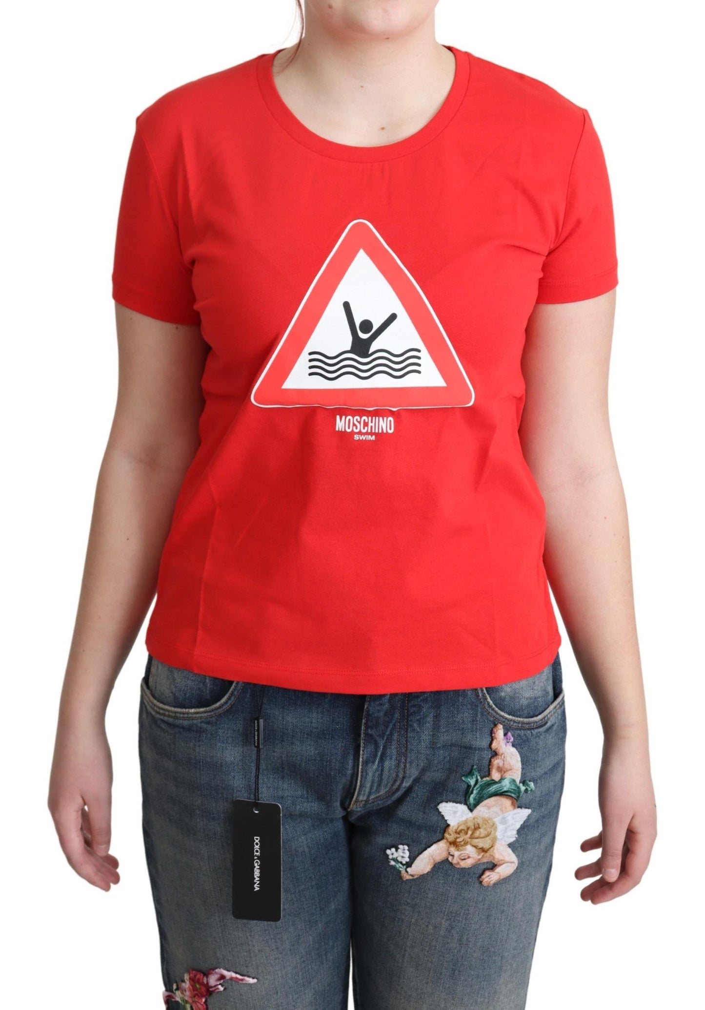 Moschino Chic Red Graphic Cotton Tee IT42 | L