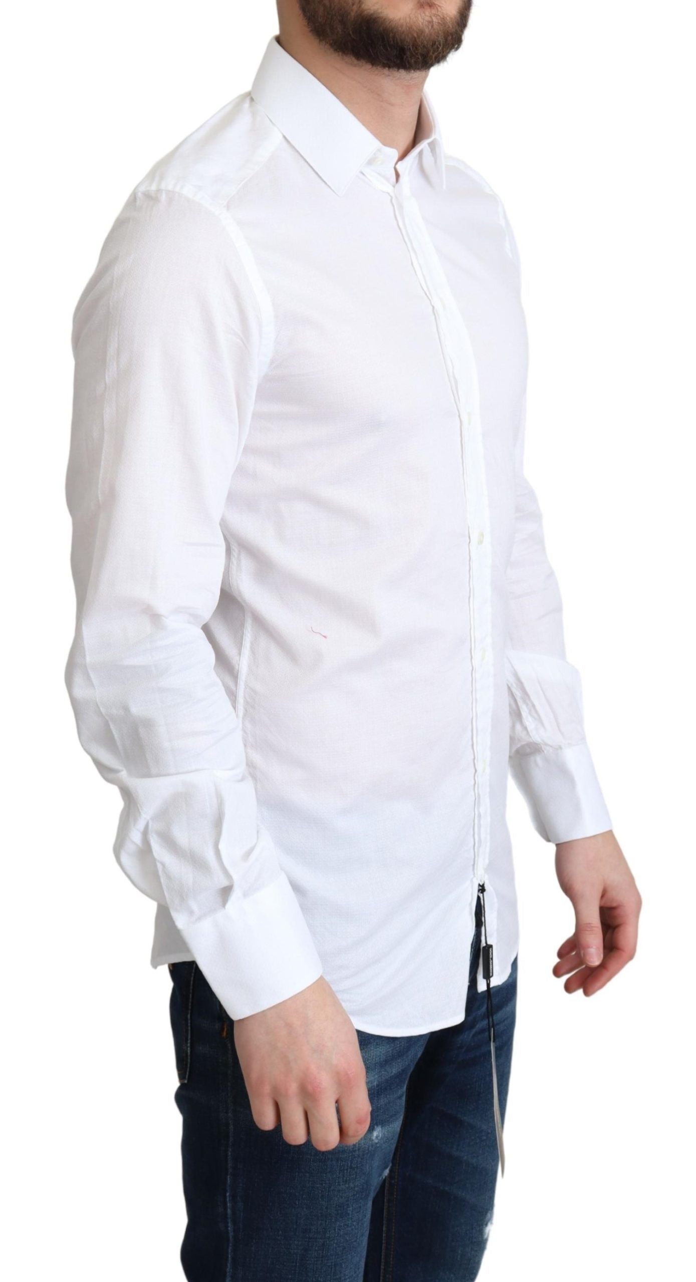 Dolce & Gabbana Elegant White Cotton Dress Shirt Slim Fit IT37 / XS